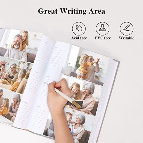 Vienrose Album Photo Traditionnel 10x15 cm 300 Poches Grande Capacité Couverture en Lin Albums Photos, pour Mariage Famille Bébé Vacances