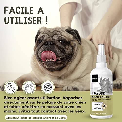 Animigo Spray Anti Démangeaisons & Irritations Chien et Chat 250ml - Formule 100% Naturelle - Soulage Les Zones Irritées & Diminue Les Grattements - Produit Calmant Compatible avec Les Léchages