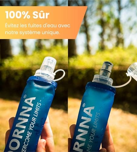 DORNNA® Gourde Souple Sans BPA 2PCS - Flasque Running, Soft Flask, Bouteille d'eau pour Sport Utilisation Hydratation en Extérieur. (500 ML - 2 pcs)