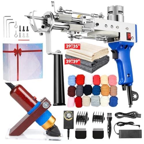 BESGEER Rug Tufting Gun Set with Trimmer, Tufting Machine Cut Pile and Loop Pile Start Kit, Tufting Kit Complet, Pistolet Tufting,Pistolet Touffeter, Kit Pistolet à Touffeter avec Tondeuse