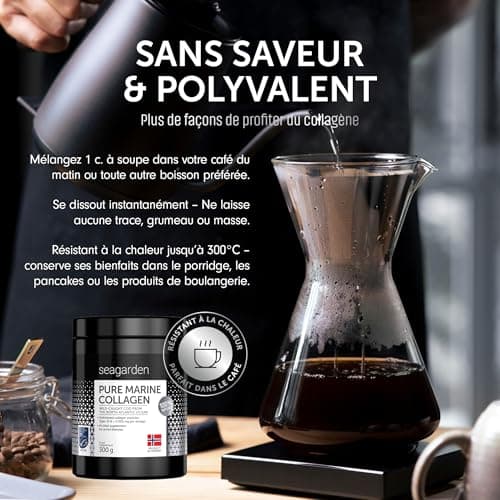 Seagarden Collagène marin en poudre pur (Type I et III) |Pour les articulations, les Os, les Muscles, la Peau | Pre Workout Booster Puissant | Non aromatisé |300g 2 mois (Sans saveur)