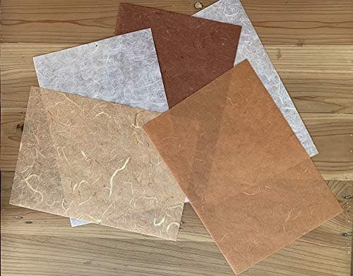 Lot de 50 feuilles de papier de mûrier naturel fin marron mélangé A4 fait à la main pour loisirs créatifs, origami, fabrication de cartes, loisirs créatifs, taille A4