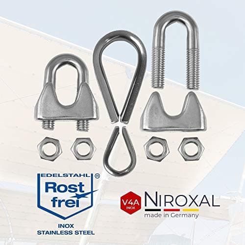 1 serre-câble en acier inoxydable de 3 mm A4 - Convient pour fil de 3 mm de diamètre - Avec cosse assortie - En acier inoxydable V4A pour câble en acier - Corde en acier galvanisé