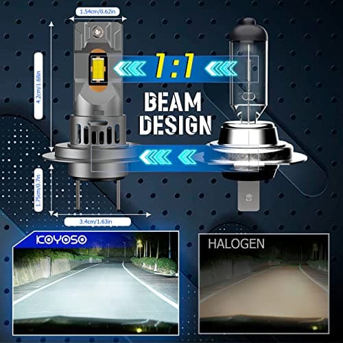 KOYOSO Ampoules H7 LED 110W 30000LM, Lampes Remplacement pour Halogènes, 1:1 Mini Design, Aucun Adaptateur Requis, Lot de 2