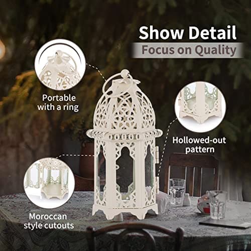 Nuptio Lanterne À Bougie de Marocain, 2 Pièces Porte-Bougie Chauffe-Plat de Petite Taille avec des Panneaux de Verre Transparent Idéal pour la Terrasse, L'intérieur L'extérieur, Événements