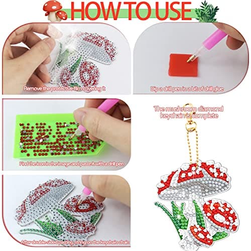 GMMG Diamond Painting Porte Clé 5D DIY Peinture Diamant Pendentifs Diamond Art Painting Keychain Kit pour Enfants Débutants Adultes (12 Pièces)