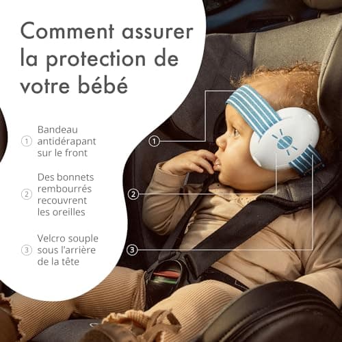 Alpine Muffy Baby Casque Anti Bruit Bébé : Protection Auditive Pour Bébés et Tout-Petits Jusqu'à 36 Mois - Certifié CE - Améliore le Sommeil Pendant les Déplacements - Réglable et Confortable - Bleu