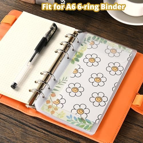luvtree Pochette d'insertion de classeur transparent en PVC A6, enveloppe d'insertion de planification à 6 trous sans fermeture éclair, enveloppe de budget de trésorerie. 12 pièces