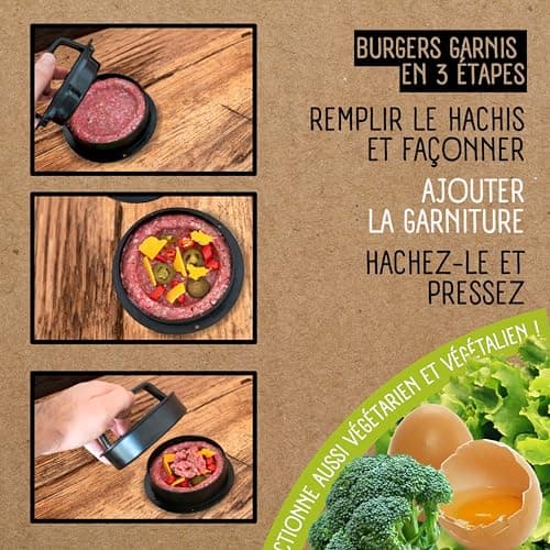 Moule Steak Haché | 4 Formats de Steaks | Presse Steak Haché | Presse Hamburger | Burger Press | Presse Burger | 100 pc Séparateur