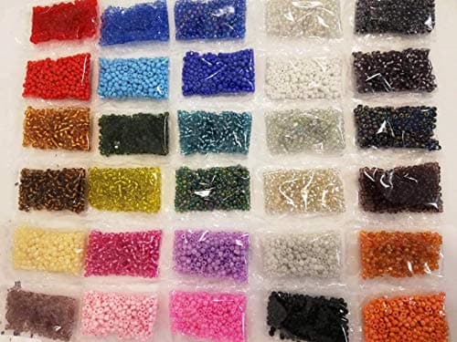 Lot de 8 000 perles de rocaille rondes en verre 600 g 4 mm 30 couleurs NO6 Perles de rocaille Z21
