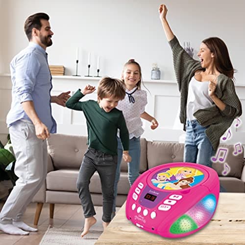 Lexibook - Disney Princesses - Lecteur CD Bluetooth pour Enfants - Portable, Effets Lumineux, Prise Micro, entrée auxiliaire, Batterie ou Secteur, RCD109DP