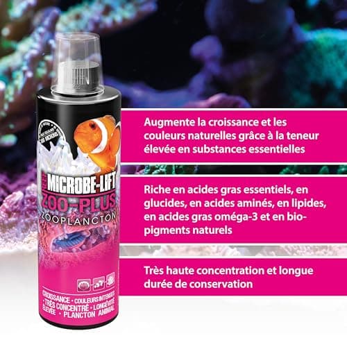 Microbe-Lift Zoo-Plus - 473 ML - Plancton de Haute qualité pour Aquariums Marins, Nourriture préservée Qui favorise la santé et la vitalité des coraux et Poissons.
