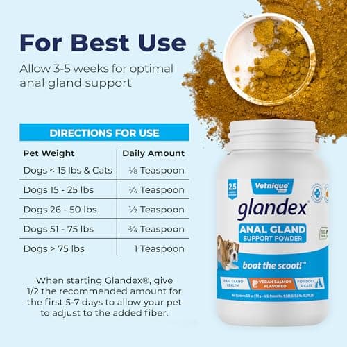 Glandex Supplément de Fibres de anale pour Chien et Chat avec Citrouille, enzymes digestives et probiotiques - Intestin et Digestion sains - Boot The Scoot - par Vetnique Lab (70g)
