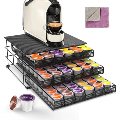 Masthome Porte Capsule Dolce Gusto 108 PCS, Tiroir à Capsules de Café avec 3 Tiroirs, Rangement Dosettes Capsules de Grande Capacité avec Surface Anti-Vibration pour La Maison, Bureau, Café