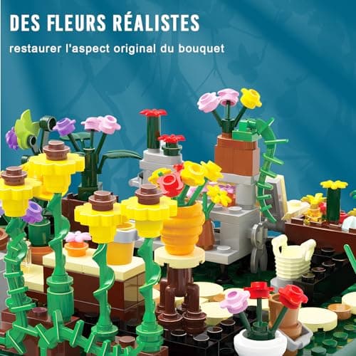 Ulikey Construction de Magasin de Fleurs avec Lumières, Fleurs House Kit de Construction, Jardin de Fleuriste de Blocs de Construction, Créatifs Fleurs de Magasin pour Enfants Noël Cadeau