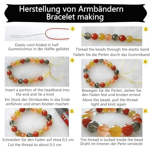 ftiemlovde 50 Rondes Perles pour Bracelet,Oeil Collier Perle Pierre Naturelle pour Bijoux (Bleu Scintillant 10mm)