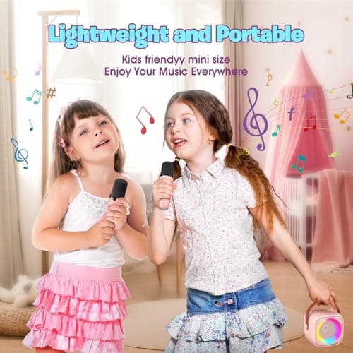 Micro Enfant, Jouet Fille 3-10 Ans Micro Karaoke Enfants avec 2 Micro sans Fil, Mini Microphone Karaoké Cadeau Fille 3-12 Ans Anniversaire - Cadeau de Noël pour Fille