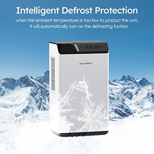 Kitette Déshumidificateur d'air, double semi-conducteur, déshumidificateur électrique, réservoir d'eau de 2 l et tuyau d'évacuation de 1,5 m, dégivrage automatique, contrôle intelligent de l'humidité