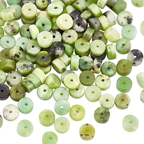 OLYCRAFT 136pcs Perles Serpentine Naturelles 6x3mm Perles Heishi Vertes Perles Serpentine Rondes Plates Perle Pierre Naturelle Perles Pierre D'Énergie pour Bracelet Collier Fabrication de Bijoux