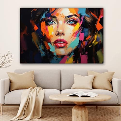 MuchoWow© Impression sur Toile Decoration Murale Peinture 120x80 cm Tableaux Decoratifs Muraux Déco Chambre Tableau Salon Femme - Art - Abstrait - Portrait