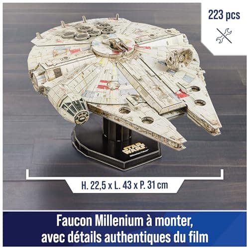 4D BUILD - Puzzle 3D Star Wars - Maquette Star Wars 223 Pièces - Faucon Millenium Inspiré de la Saga - Puzzle Adulte - Jeu de Construction à Collectionner - Jouet adulte - Jeu Enfant 12 ans et +