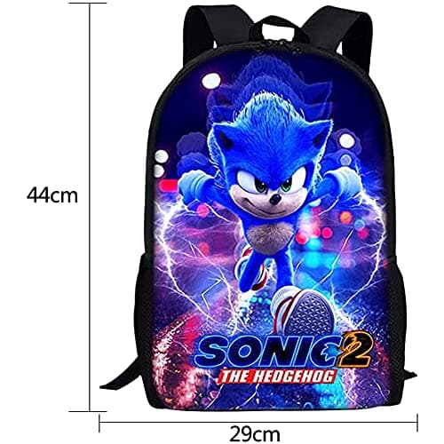 BESTZY Sonic Sacs à Dos pour Enfant, Sonic Hedgehog Sacs Dos Imprimé 3D Cartable Scolaire Garçon Kids Backpacks Animé Sac Accessoire De Mode, Sac À Dos pour Garçons et Filles