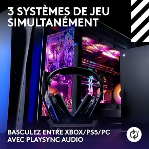 Logitech G Astro A50 LIGHTSPEED Casque gaming sans fil + station d'accueil (Gen 5), PRO-G GRAPHENE, basculement à 3 systèmes, USB-C vers Xbox, PS5, PC/Mac ou Nintendo Switch, Bluetooth - Noir