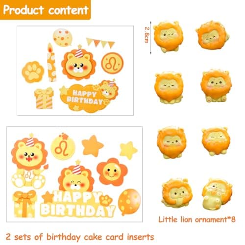 10 Pièces Lion Gâteau Topper, Décorations de Gâteau Lion, Animal Gâteau Toppers DIY Animaux Cake Toppers Figurine Gâteau LionThème Animal Gâteaux Décoration Anniversaire Décoration pour Enfants