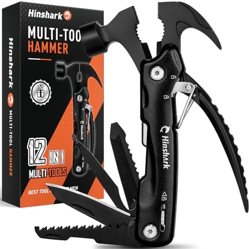 Hinshark Cadeau Homme, 12 en 1 Outil Multifonction, Idee Cadeau Homme Original Utile, Cadeau Anniversaire Homme, Cadeau Papa, Gadget Insolite Utile, Cadeau Fete des Peres Original, Cadeau Homme Noel