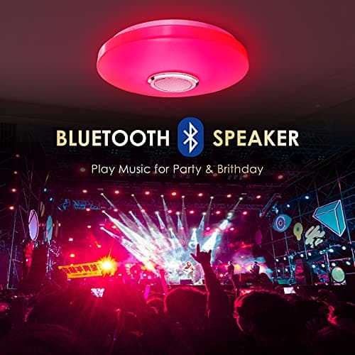 CheDux 36 W Plafonnier LED à Intensité Variable,RGB Lumière Musicale à Changement de CouleurAvec Haut-parleur Bluetooth, Convient Pour Salle de Bain, Chambre