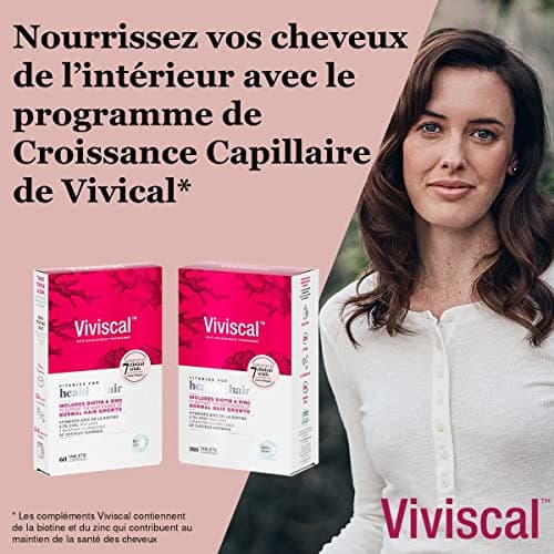 Viviscal - Compléments Alimentaires pour Cheveux, Favorise la Pousse & la Santé des Cheveux, 100% d'Ingrédients Naturels, avec Complexe de Protéines AminoMar C/Biotine/Zinc, 60 Gélules (1 Mois)