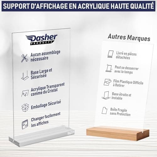Lot de 6 porte-affiches en acrylique A6 – Élégants et polyvalents – Bords polis – Affichage double face – Écran en plexiglas – Idéal pour les photos, panneaux, menus et présentations de table