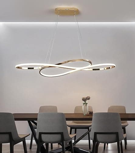 MQW Suspension LED table à manger lampe suspendue à intensité variable avec télécommande lampe à suspension design linéaire lampe lustre réglable en hauteur secrétaire lampe de cuisine (L100cm/57W)or
