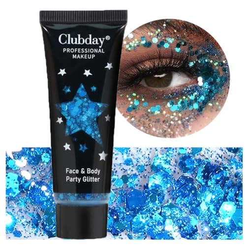 visage corps paillettes gel paillettes pour les yeux, les lèvres, les cheveux, les ongles, le visage et le corps - Mermaid flocons Big Block Glitter Festival accessoires 30ml (#08 Bleu)