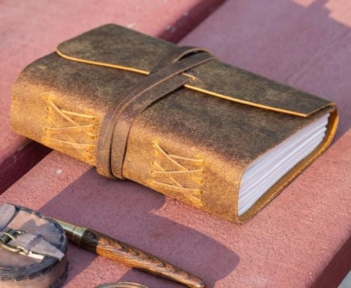 Carnet Vintage Relié En Cuir – 12,7 X 17,8 cm – Pages Vierges – Carnet D'Écriture En Cuir Antique Fabriqué À La Main – Un Excellent Cadeau Pour Les Écrivains, Les Poètes Et Les Voyageurs