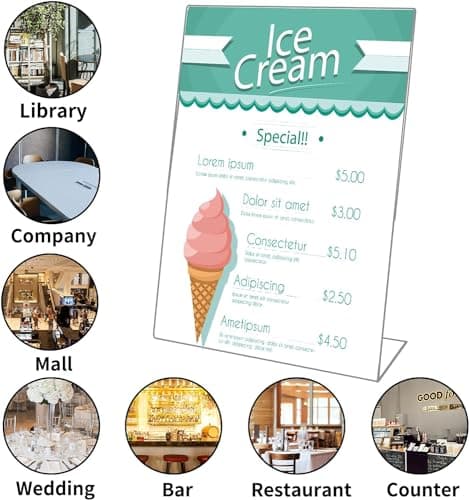 Lot de 10 Présentoirs de table A5 en L, A5 Présentoir en Acrylique Transparent, Support Menu A5 pour Restaurant, Hôtel, Exposition, Bureau, Menus, école