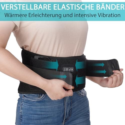Ceinture Chauffante Lombaire Sans Fil avec 3 Modes de Massage Dos et 3 Niveaux de Chauffage - Soulagement Efficace des Douleurs Lombaires, Abdominales et des Jambes sciatique,Regles douloureuses