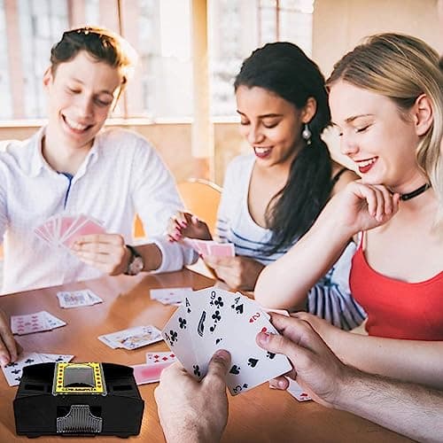 ZONJIE Mélangeur de Cartes Automatique à 2 Plateaux, mélangeur électronique de Cartes de Poker de Casino, Fonctionne avec des Piles USB/AA – Trieur de Cartes à Un ou Deux Jeux de Cartes