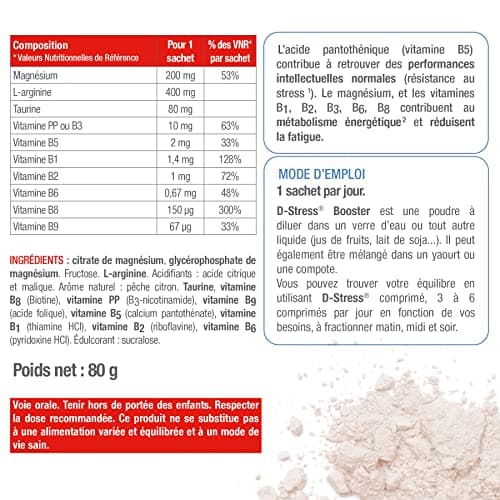 D-STRESS BOOSTER Lot de 10X20 sachets | Magnésium de 3ème génération | Booste l’énergie physique et mentale et gère les montées de stress en 30 minutes | LABORATOIRE SYNERGIA