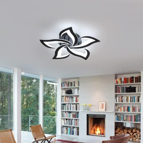 Riserva Plafonnier LED Dimmable, 40W 3000K-6500K Lampe de Plafond avec Télécommande, Créatif Pétales Design Luminaire Plafonnier Moderne pour Salon, Chambre, Salle à Manger, Φ60cm