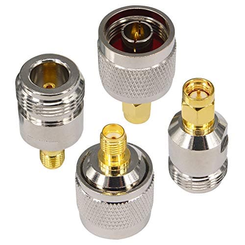Boobrie 4PCS Kit de Connecteur Type N vers SMA Adaptateur N Mâle/Femelle à SMA Mâle/Femelle Fiche N SMA Connecteur SMA N-Type pour Antenne CB, Radio, Antenne WiFi, Antenne Routeur WiFi sans Fil