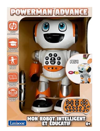 Lexibook, Powerman® Advance, Robot télécommandé, jouet interactif et éducatif pour enfants, marche, danse, joue de la musique, raconte des histoires, quiz éducatifs, programmable STEM, Orange, ROB29FR