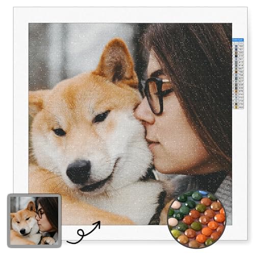 Yihariye Diamond Painting Personnalisé Kit Pour Adultes,Personnalisable 5D Peinture Diamant Votre Propre Photo,Décoration Intérieur Créatif Cadeau,Carré/Rond Diamant, Différentes Tailles