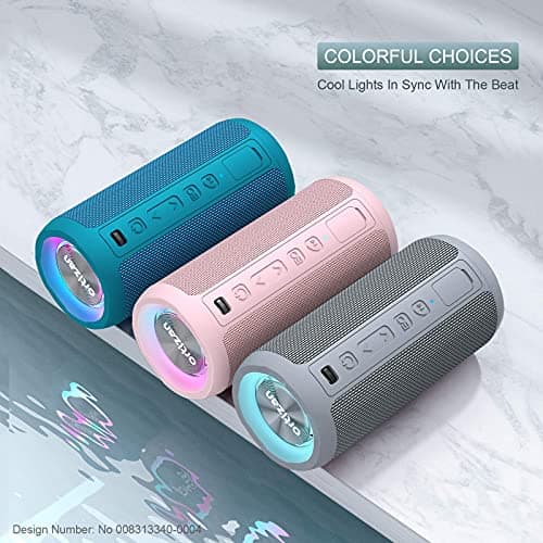 Ortizan Enceinte Bluetooth Portable sans Fils.lumière LED, IPX7 Lecture 30H, Volume Plus Fort et Basses améliorées,Durable pour Les Voyages, l'extérieur... (Pink)