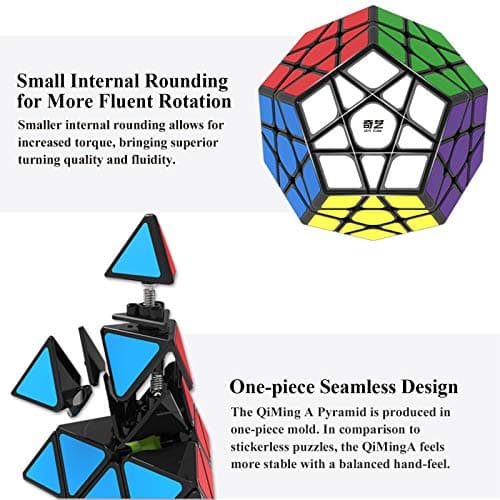Vdealen Lot de 3 Magiques de la Collection Speed Cube – Pyraminx, Megaminx, Miroir 3x3x3cm (Dorée)