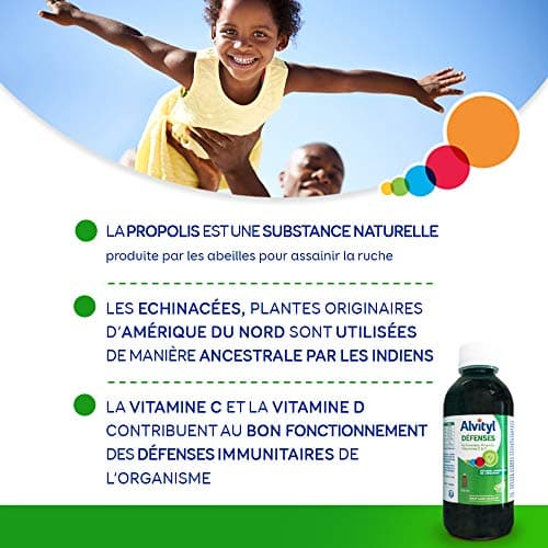 Alvityl - Sirop Défenses Immunitaires - Echinacées, Propolis, Vitamines C & D - Dès 3 ans - 240 ml