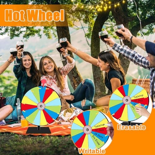 Abiemuce Roue de la Fortune, Roue de la Fortune à Faire soi-même, Roue de Prix Tournante avec Gomme et marqueur, Roue de récompense de 12' 15 emplacements, pour Jeux de Mots, Halloween, Noël