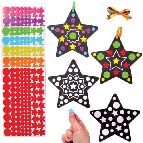 Baker Ross Décorations à Gommettes motif Etoile - Lot de 12, Autocollants Enfants (FX262)