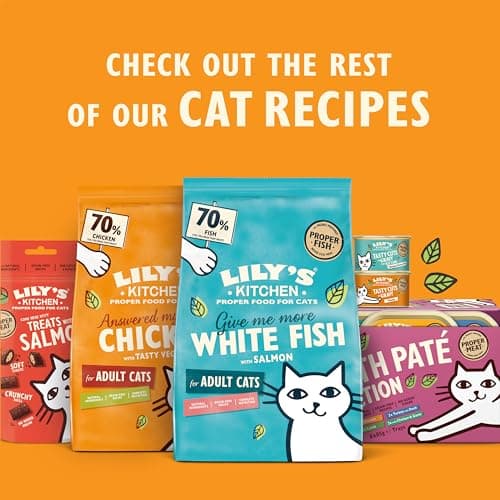 Lily’s Kitchen Fabriqué à partir d’ingrédients naturels Barquette de pâtée pour chats adultes Poisson bio Recettes sans céréales 19 x 85g