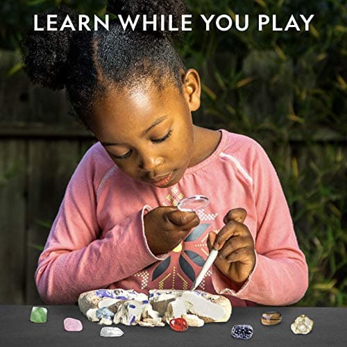 NATIONAL GEOGRAPHIC Kit de Fouille Géante de Pierres Précieuses - Découvrez 15 Véritables Gemmes et Cristaux, Kit Scientifique pour Enfants